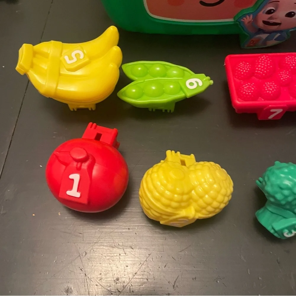 Cocomelon basket with scanner talks Toy Set learning prek and younger faux food